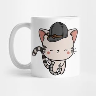 Funny tabby cat is ready to ride a horse Mug